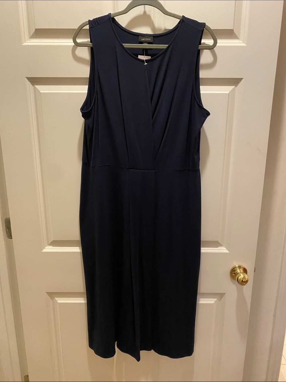 J. Jill Sleeveless Navy Dress with Draped Front Detail